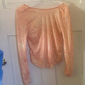 Free People Sparkling Peach boat neck Top